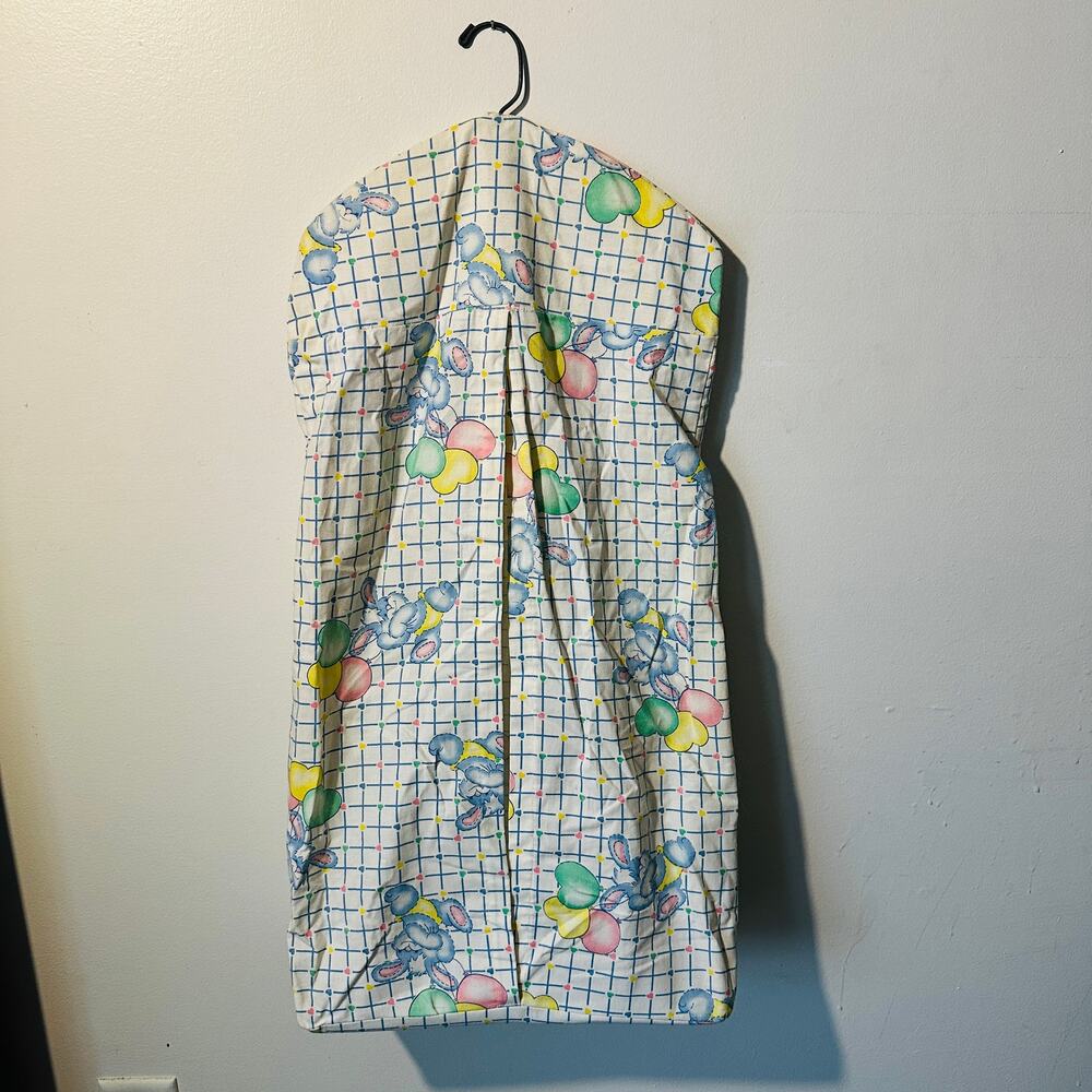 Vintage 80s Hanging Diaper Stacker Bunny w/ Balloons Gender Neutral Nursery